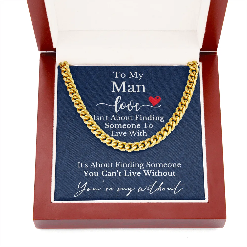 To My Man Cuban Chain Necklace, Anniversary Gift For Husband, Husband Birthday, Gifts for Husband, Husband Gift From Wife