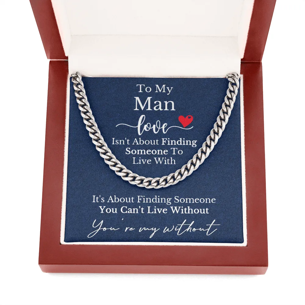 To My Man Cuban Chain Necklace, Anniversary Gift For Husband, Husband Birthday, Gifts for Husband, Husband Gift From Wife