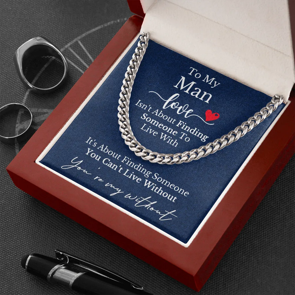To My Man Cuban Chain Necklace, Anniversary Gift For Husband, Husband Birthday, Gifts for Husband, Husband Gift From Wife