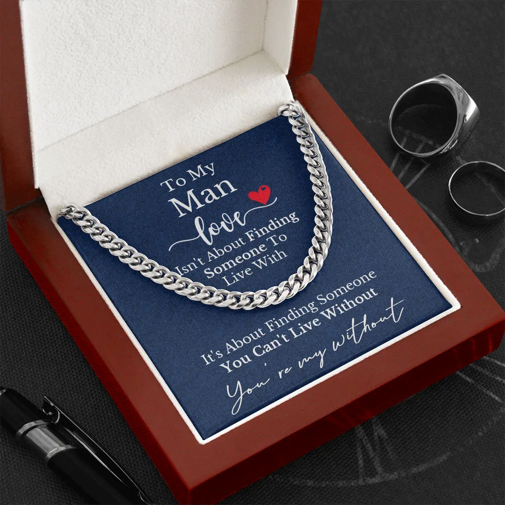 To My Man Cuban Chain Necklace, Anniversary Gift For Husband, Husband Birthday, Gifts for Husband, Husband Gift From Wife