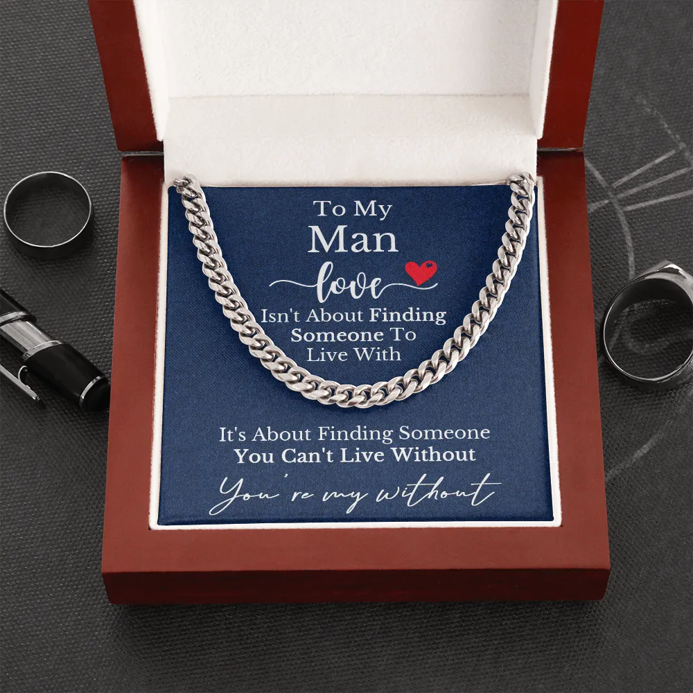 To My Man Cuban Chain Necklace, Anniversary Gift For Husband, Husband Birthday, Gifts for Husband, Husband Gift From Wife