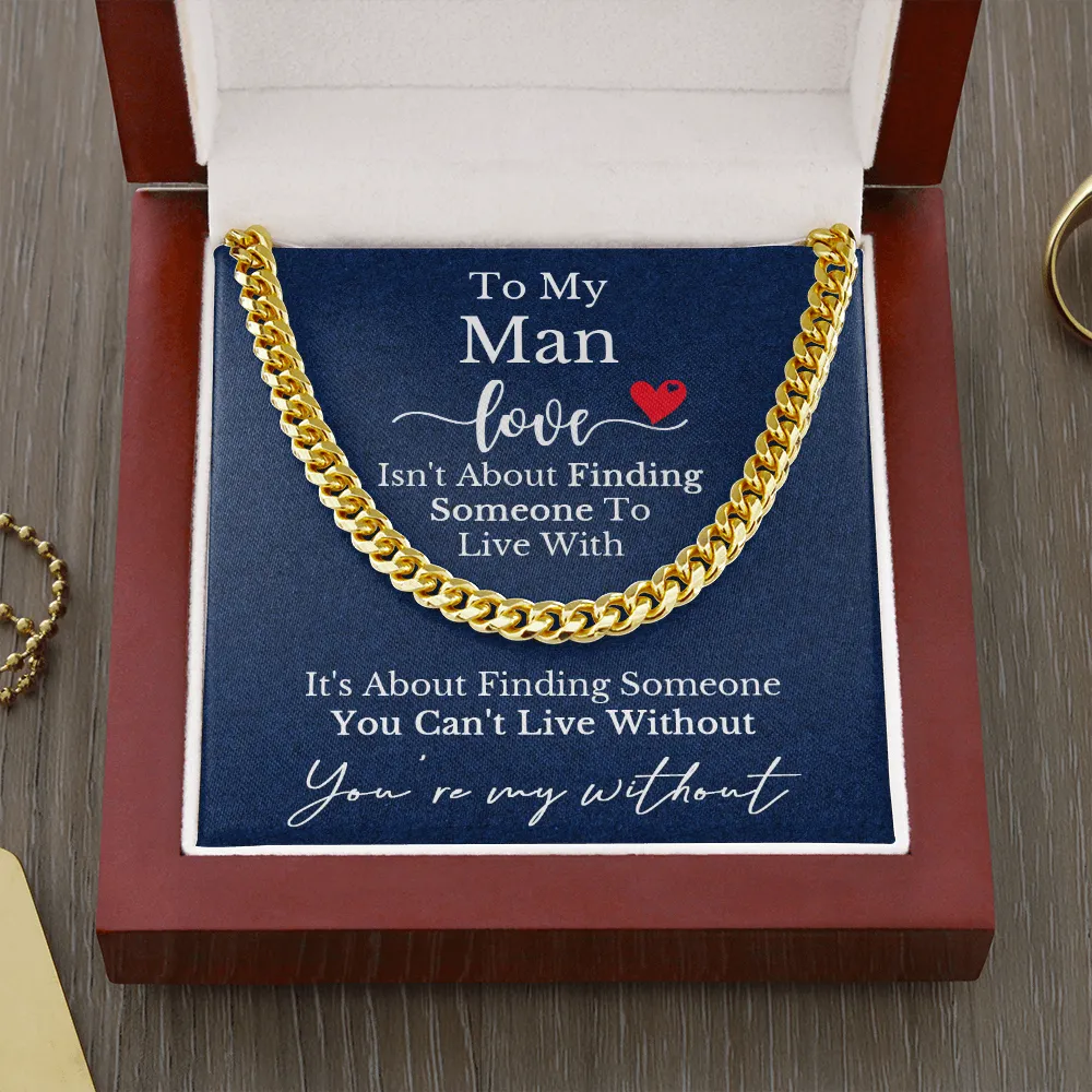 To My Man Cuban Chain Necklace, Anniversary Gift For Husband, Husband Birthday, Gifts for Husband, Husband Gift From Wife