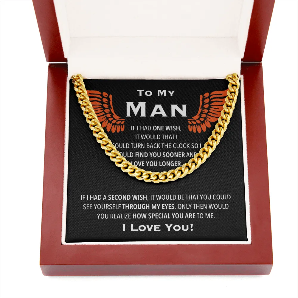 To My Man Wishes Link Chain Necklace