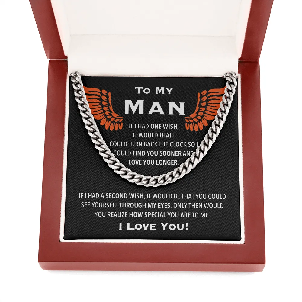 To My Man Wishes Link Chain Necklace