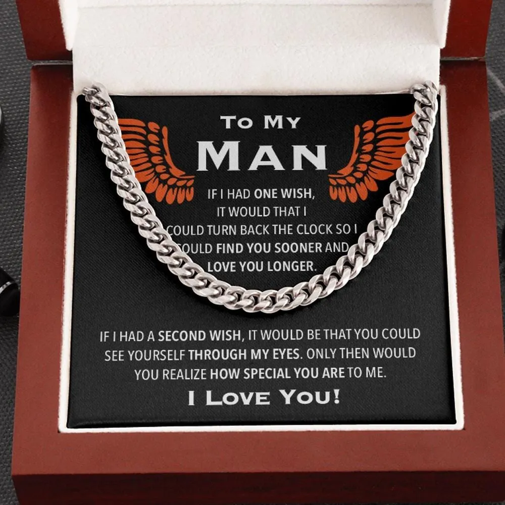 To My Man Wishes Link Chain Necklace