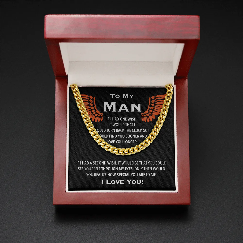 To My Man Wishes Link Chain Necklace