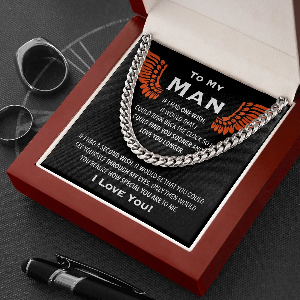 To My Man Wishes Link Chain Necklace