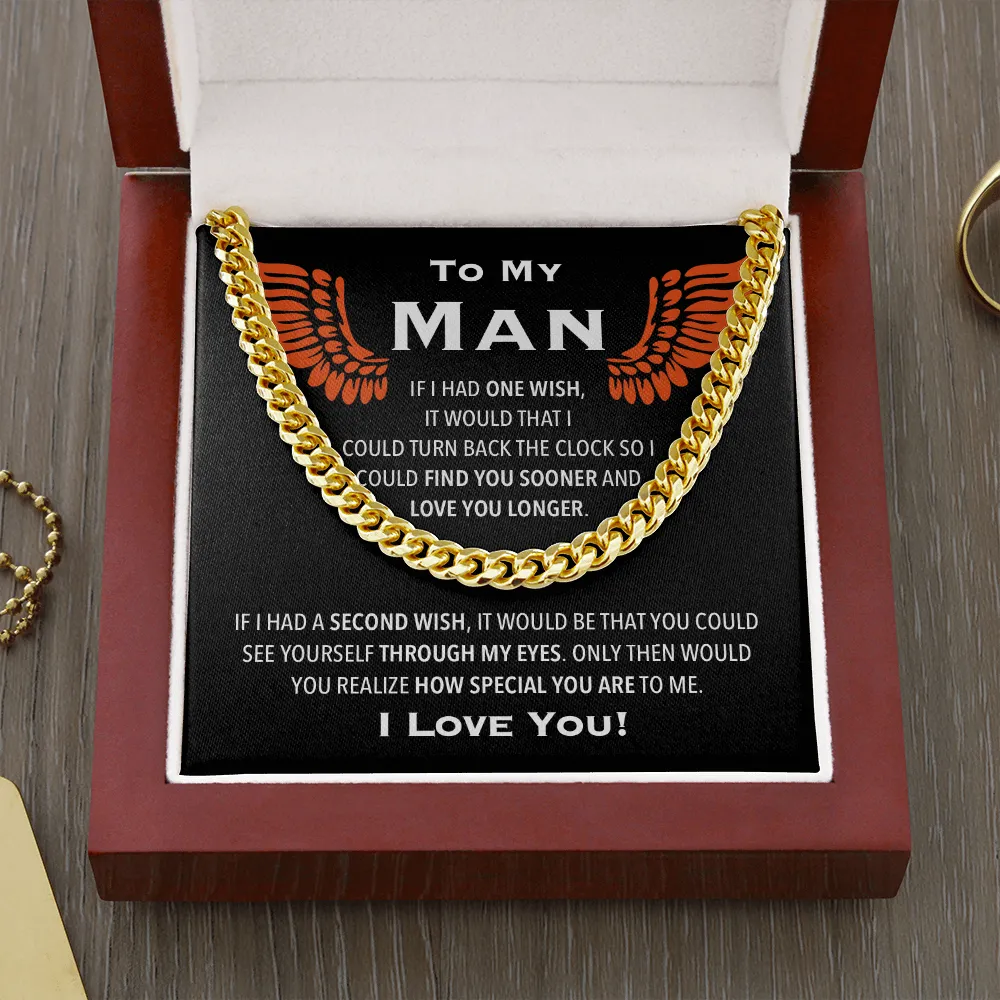 To My Man Wishes Link Chain Necklace