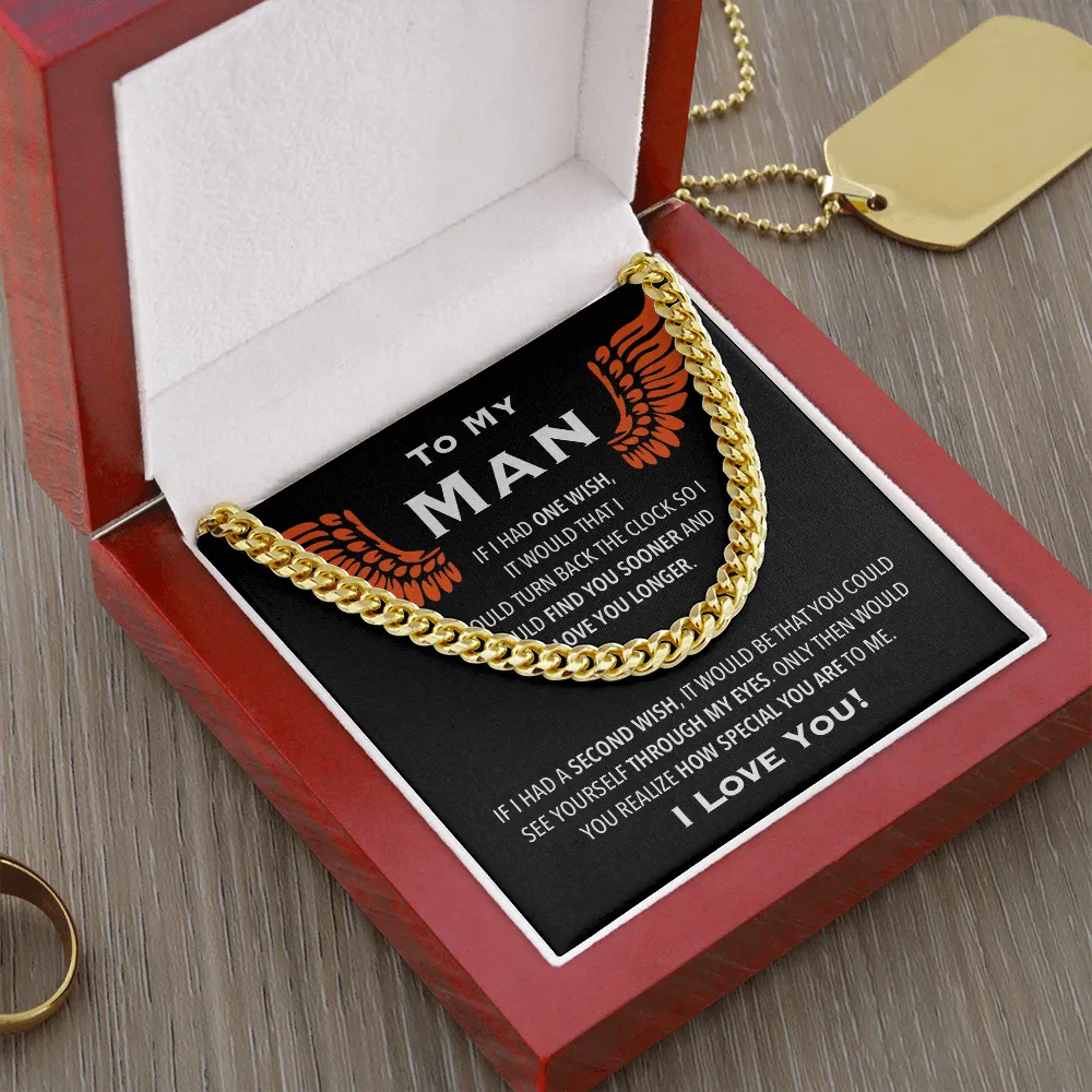 To My Man Wishes Link Chain Necklace