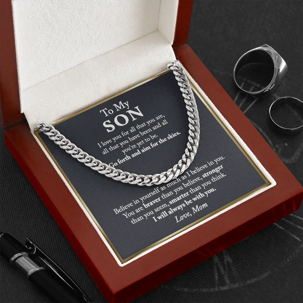 To My Son Cuban Link Chain Necklace, Keepsake Gift For Son, Birthday Gift For Son From Mom, From Dad To Son, Son Graduation, Son Birthday