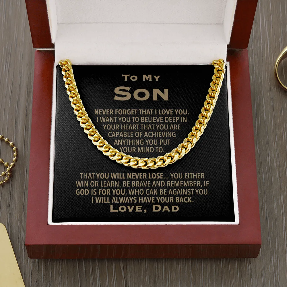 To My Son Love Dad God Is For You Chain Necklace