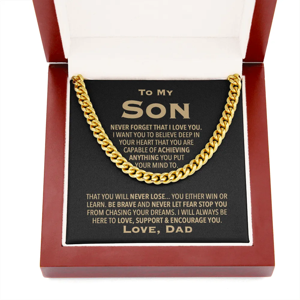 To My Son Love Dad Link Chain Necklace