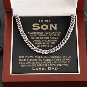 To My Son Love Dad Link Chain Necklace