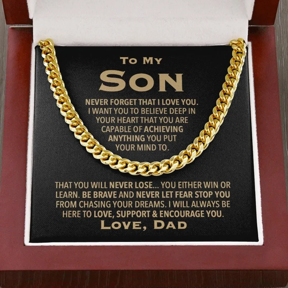 To My Son Love Dad Link Chain Necklace
