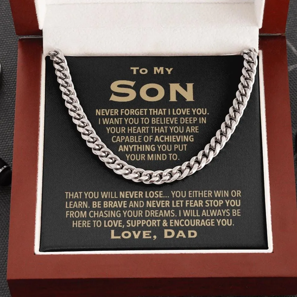 To My Son Love Dad Link Chain Necklace