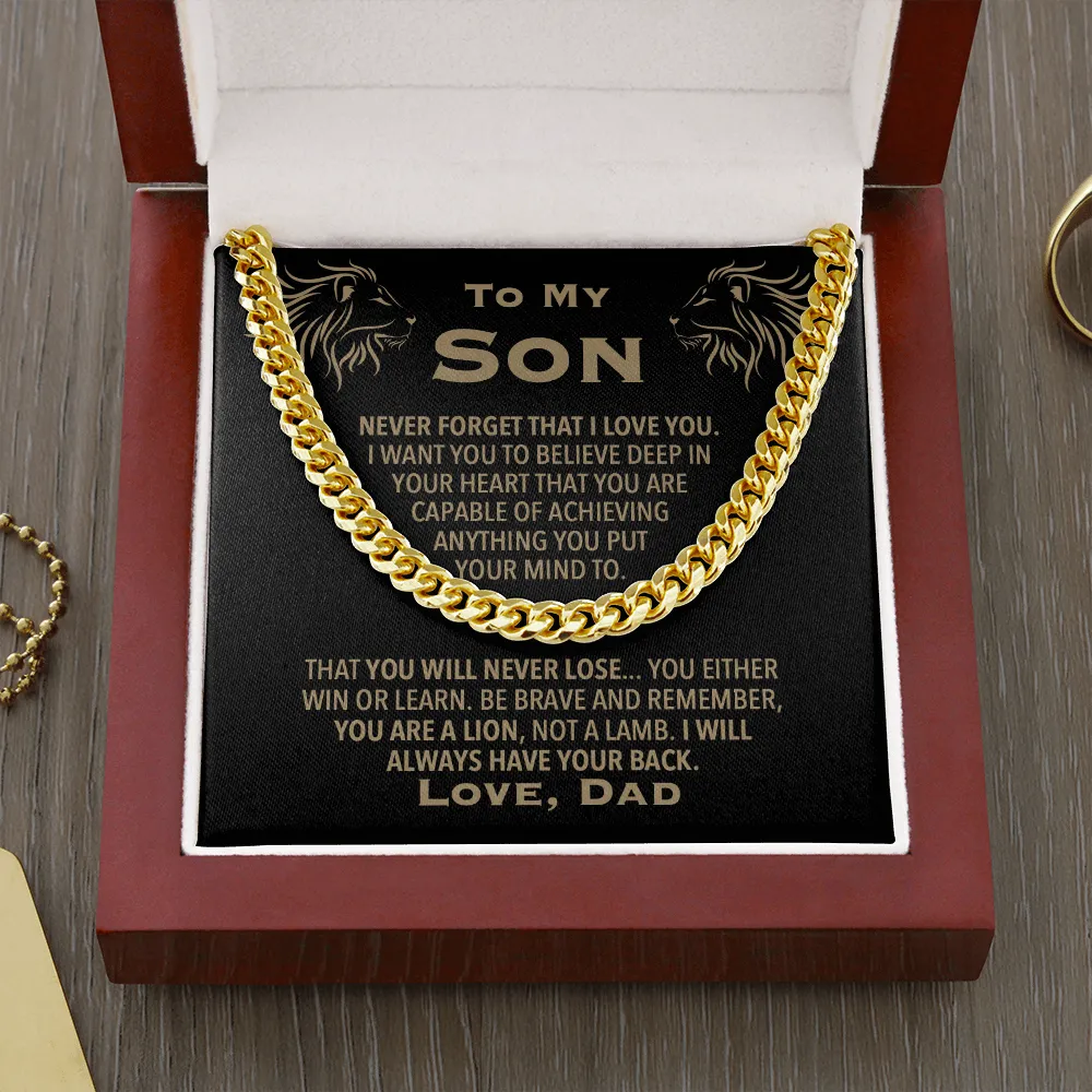 To My Son Love Dad Lion Chain Necklace