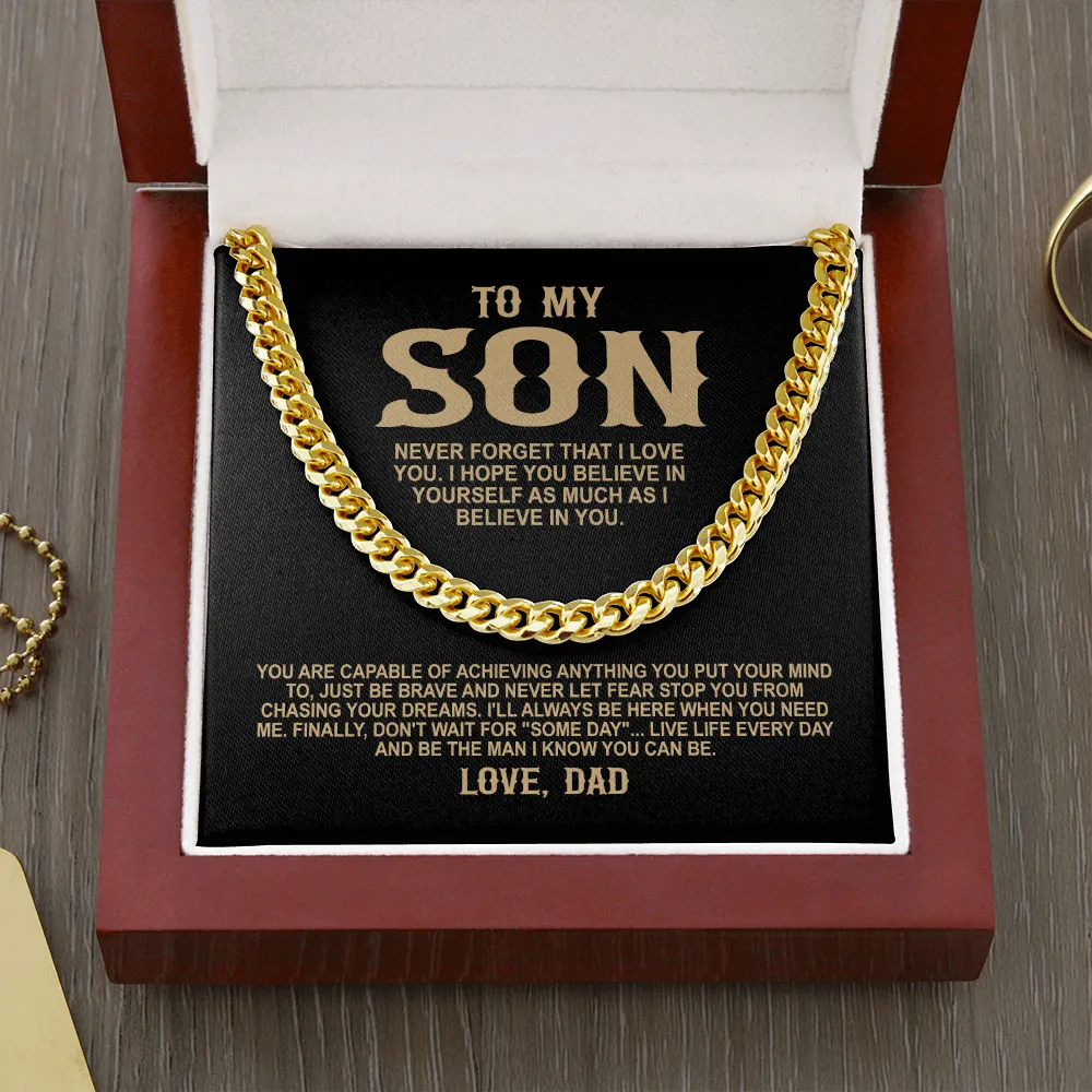 To My Son Premium Cuban Link Chain