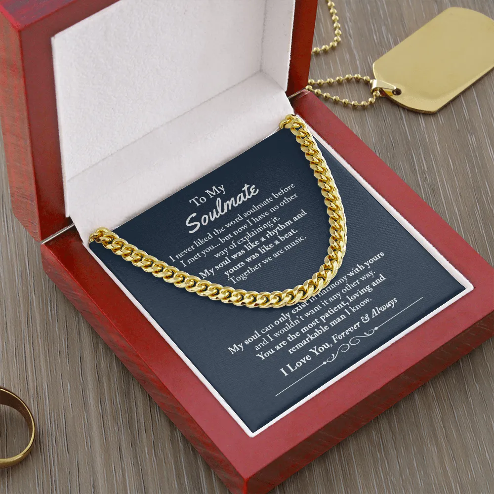 To My Soulmate Gifts for Men, Romantic Gifts For Him, Unique Gift For Him, Meaningful Gift For Him, Thoughtful Gift For Him, Cuban Chain Necklace