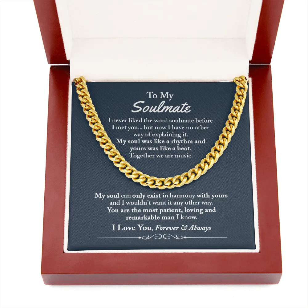 To My Soulmate Gifts for Men, Romantic Gifts For Him, Unique Gift For Him, Meaningful Gift For Him, Thoughtful Gift For Him, Cuban Chain Necklace