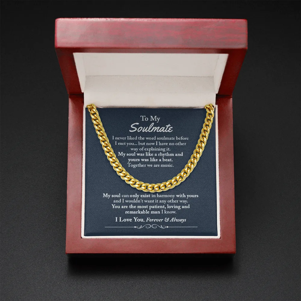 To My Soulmate Gifts for Men, Romantic Gifts For Him, Unique Gift For Him, Meaningful Gift For Him, Thoughtful Gift For Him, Cuban Chain Necklace