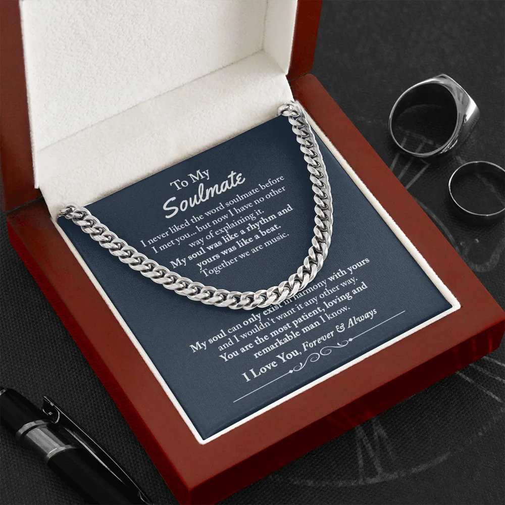 To My Soulmate Gifts for Men, Romantic Gifts For Him, Unique Gift For Him, Meaningful Gift For Him, Thoughtful Gift For Him, Cuban Chain Necklace