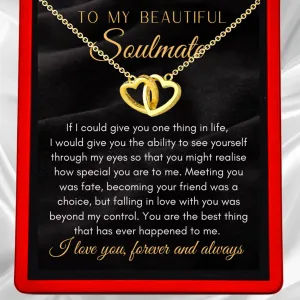 To My Soulmate, 'Love Beyond My Control' Interlocking Gold Vermeil Hearts Necklace - ST14