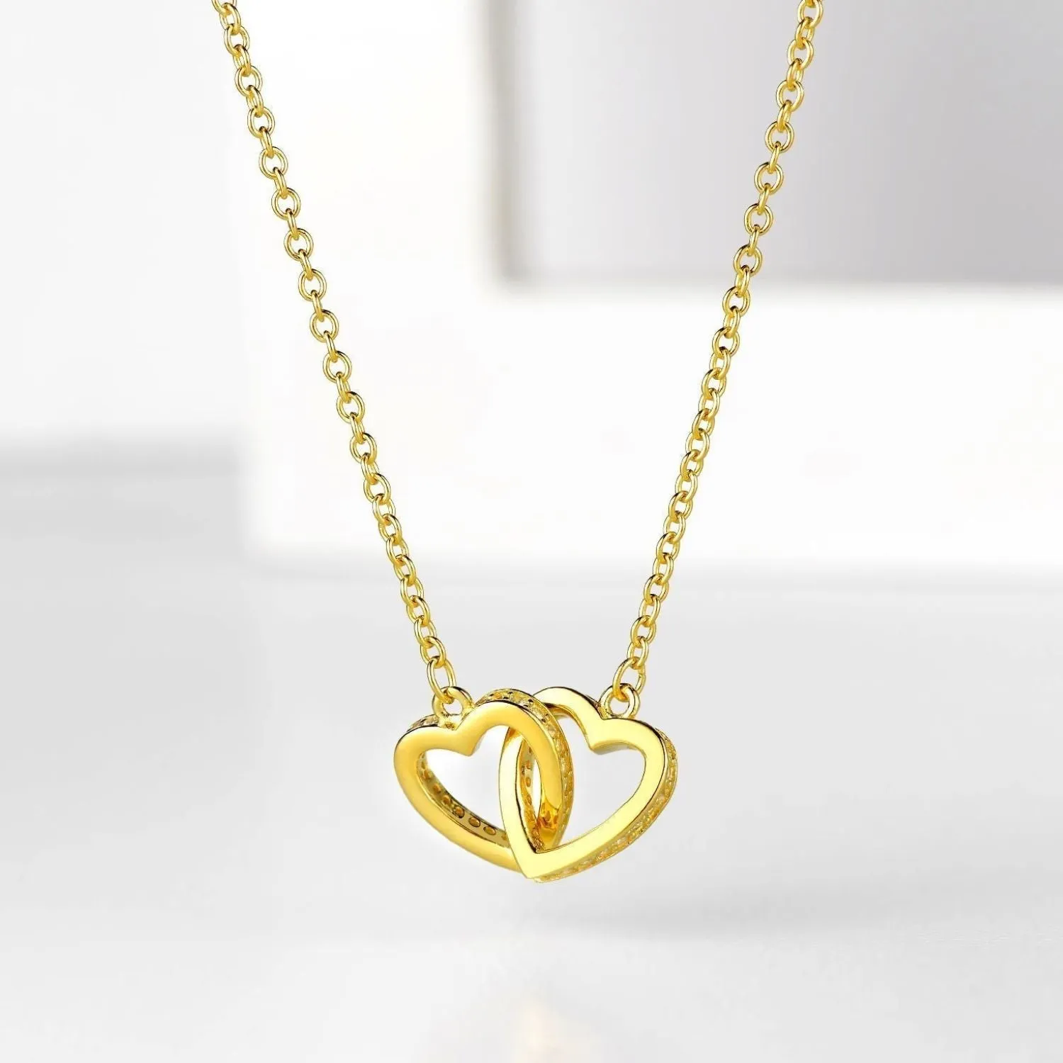 To My Soulmate, 'Love Beyond My Control' Interlocking Gold Vermeil Hearts Necklace - ST14