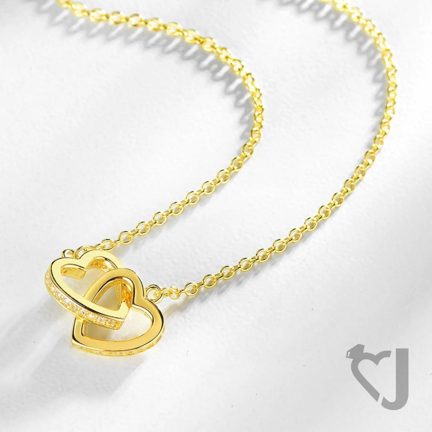 To My Soulmate, 'Love Beyond My Control' Interlocking Gold Vermeil Hearts Necklace - ST14