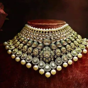 Traditional Kundan Polki Necklace Set #J4206