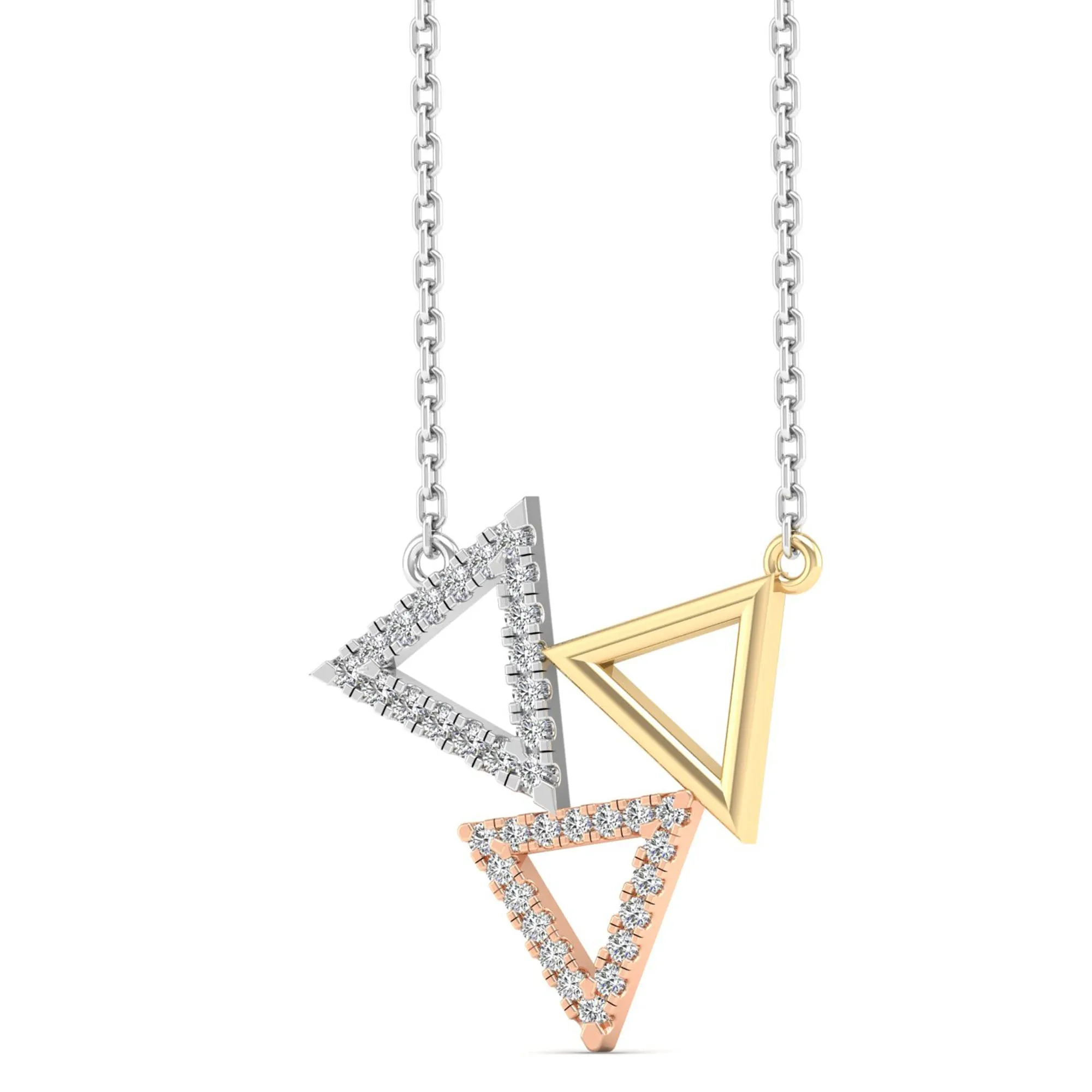 Tri-Tone Triangle Lab Diamond Necklace