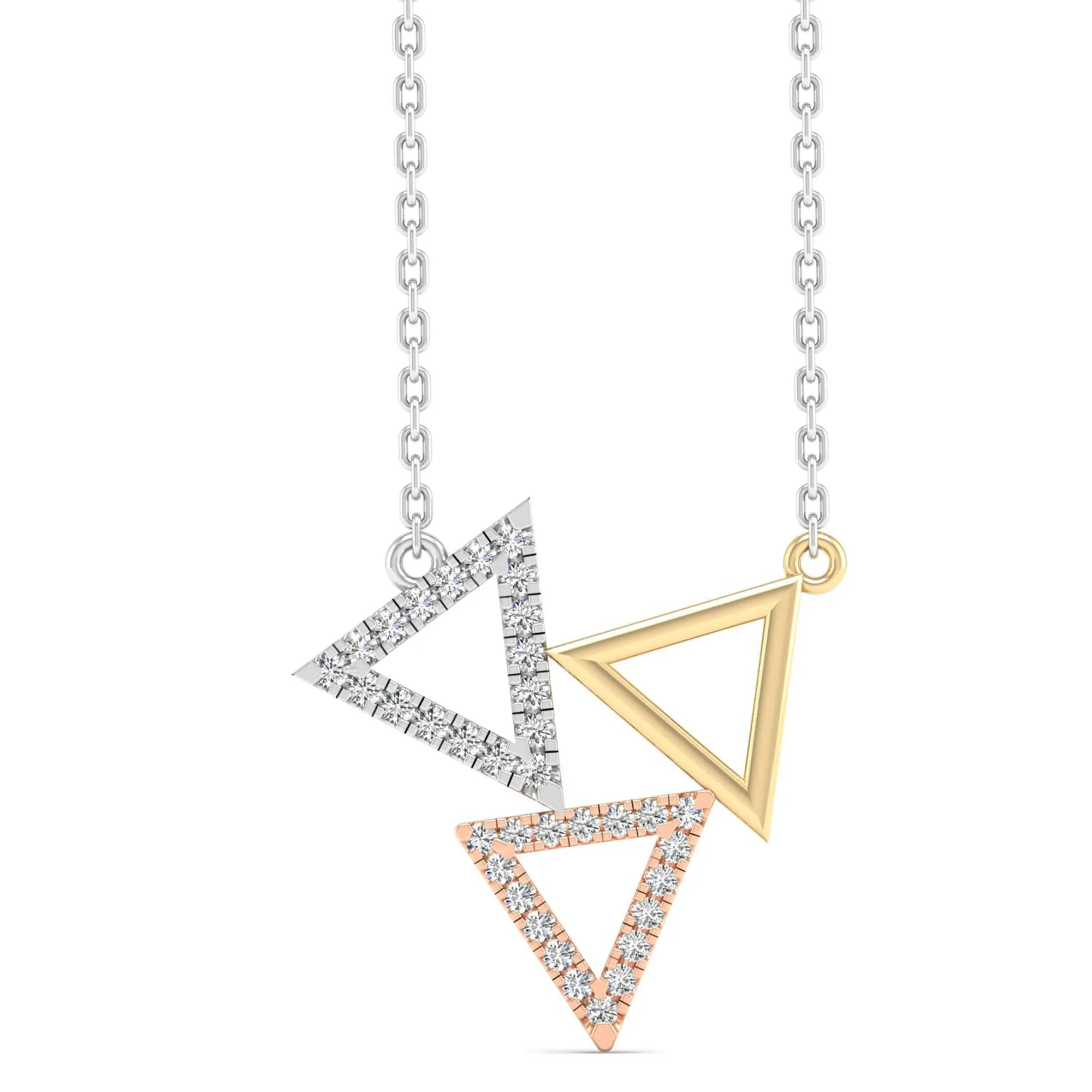 Tri-Tone Triangle Lab Diamond Necklace