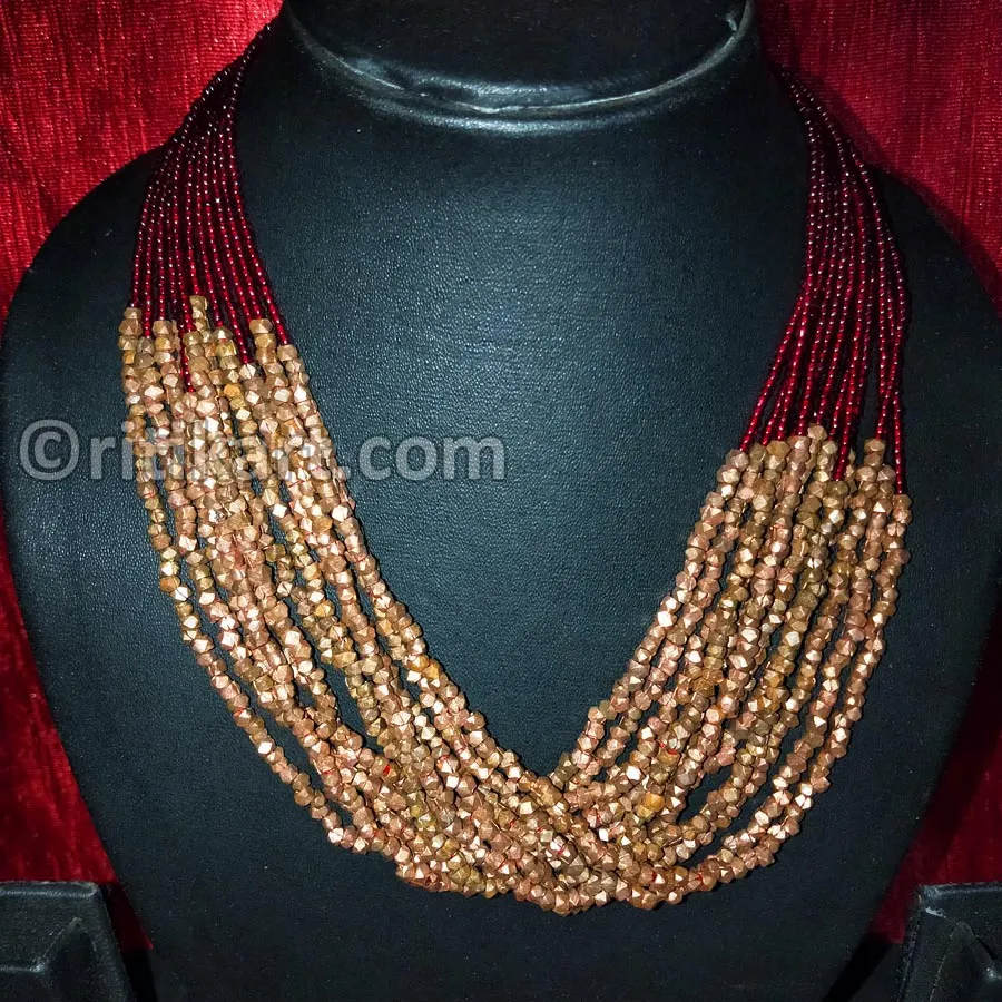 Tribal Dhokra Heavy Design with Brass Beads Necklace