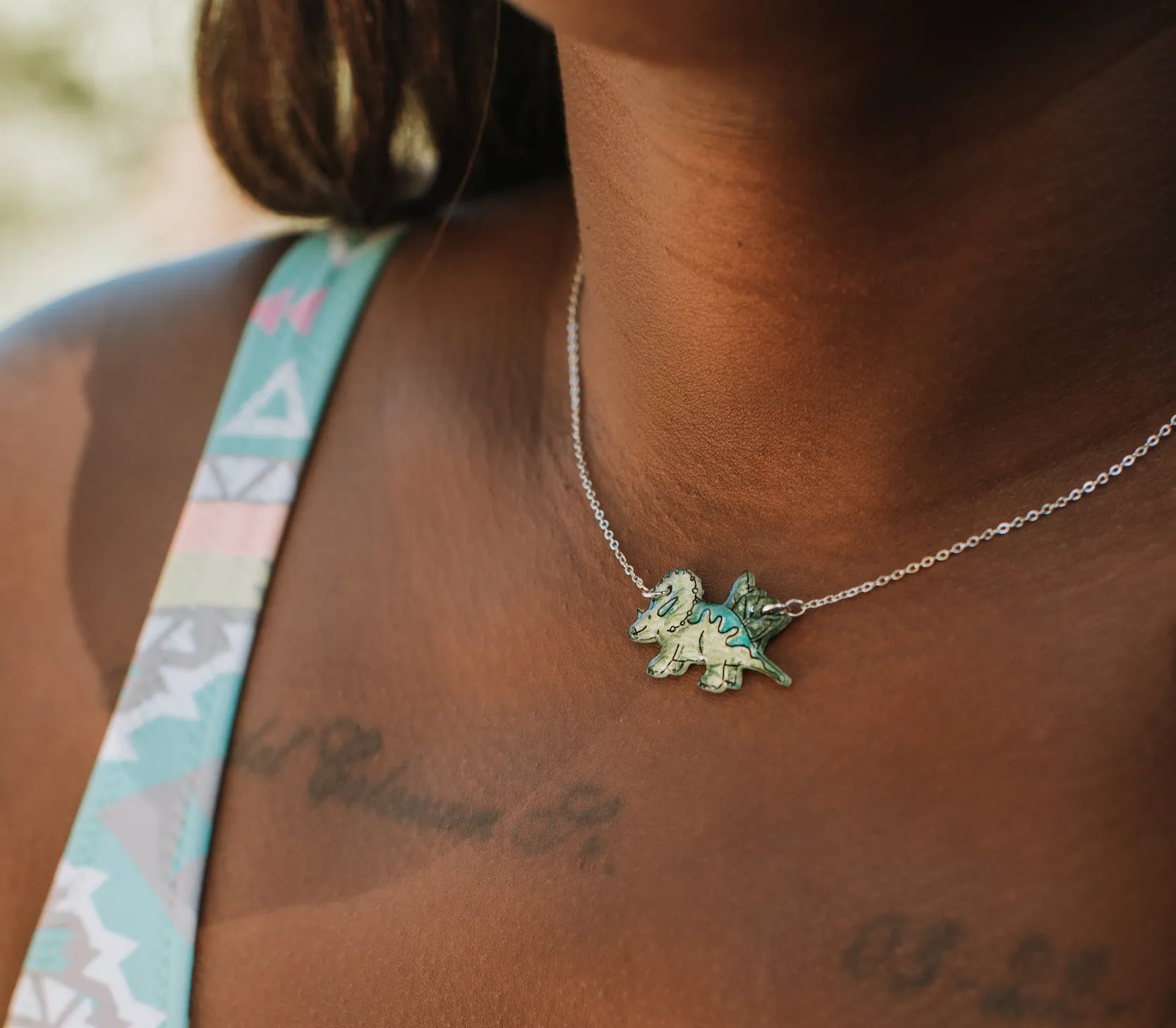 Triceratops Dinosaur Pendant Necklace