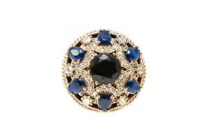 Turkish Silver Blue Gem Shield Ring