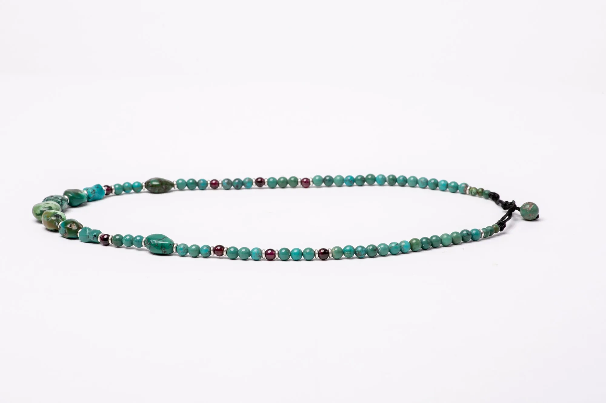 Turquoise necklace with Garnet and silver beads