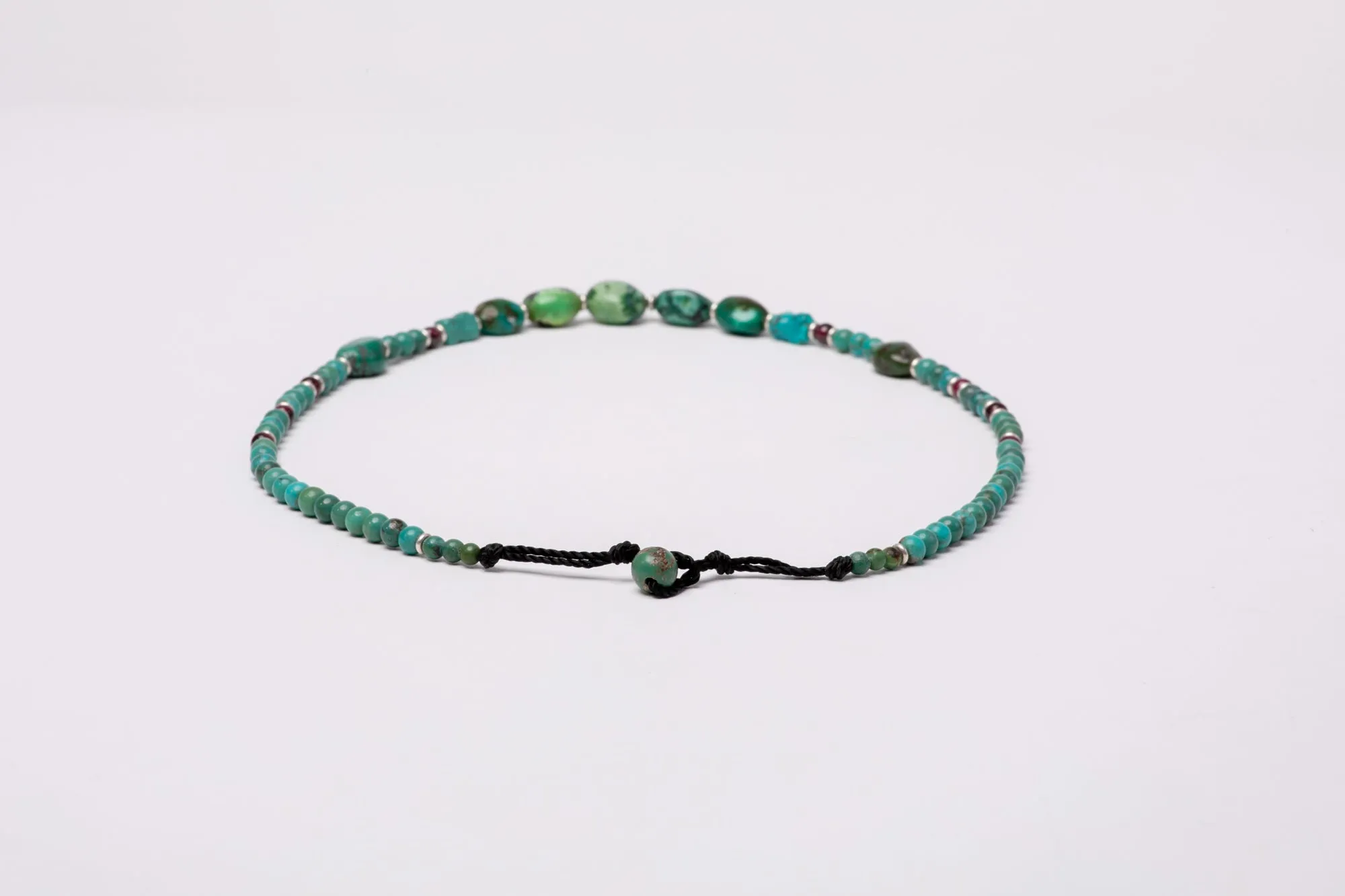 Turquoise necklace with Garnet and silver beads