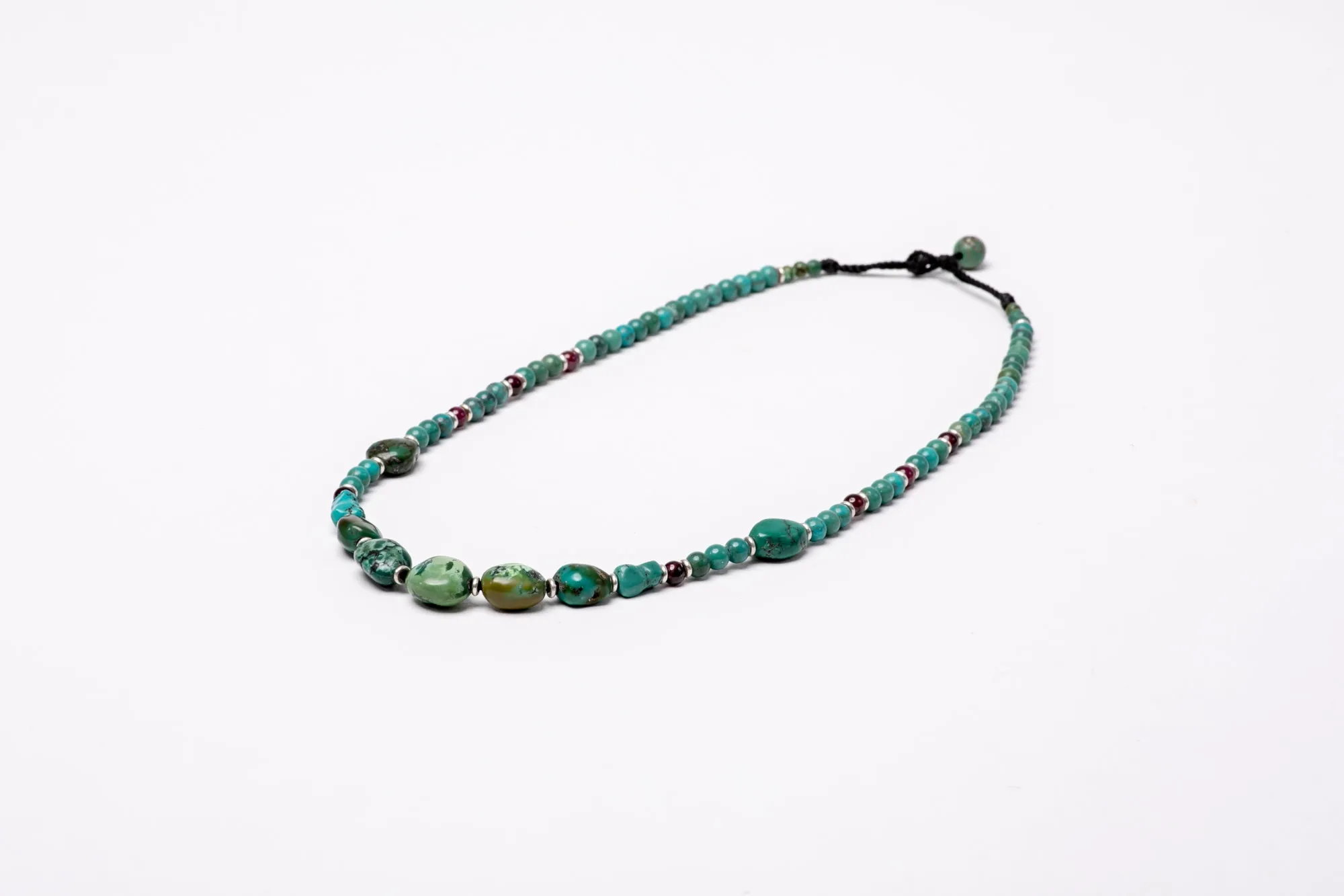 Turquoise necklace with Garnet and silver beads