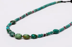 Turquoise necklace with Garnet and silver beads