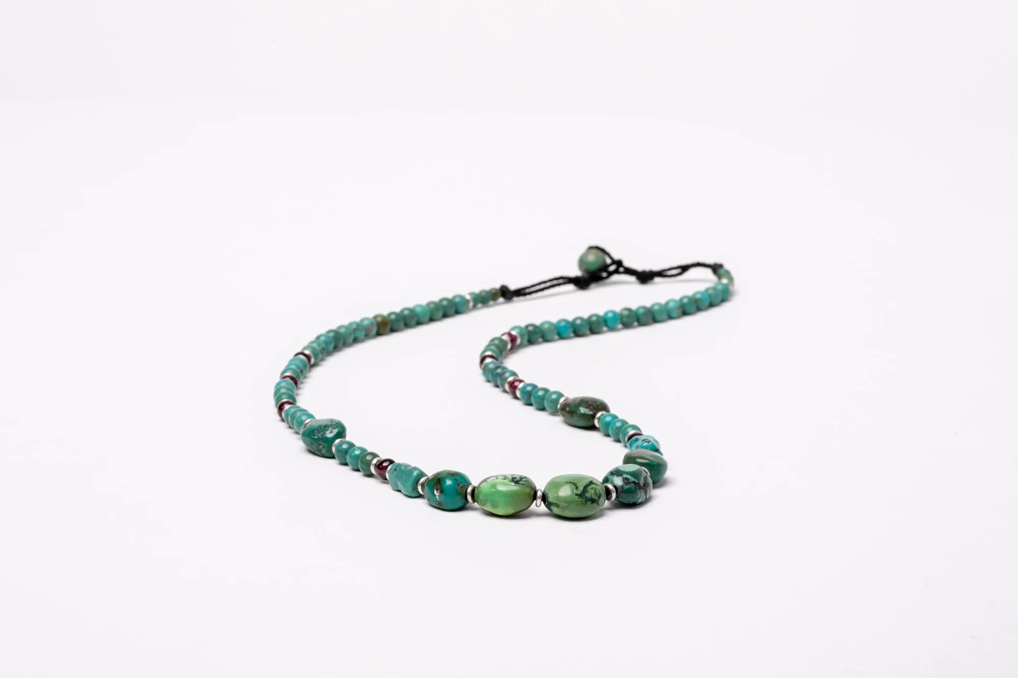 Turquoise necklace with Garnet and silver beads