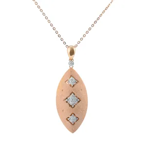 Two-Tone Gold Diamond Clover Pattern Pendant Necklace