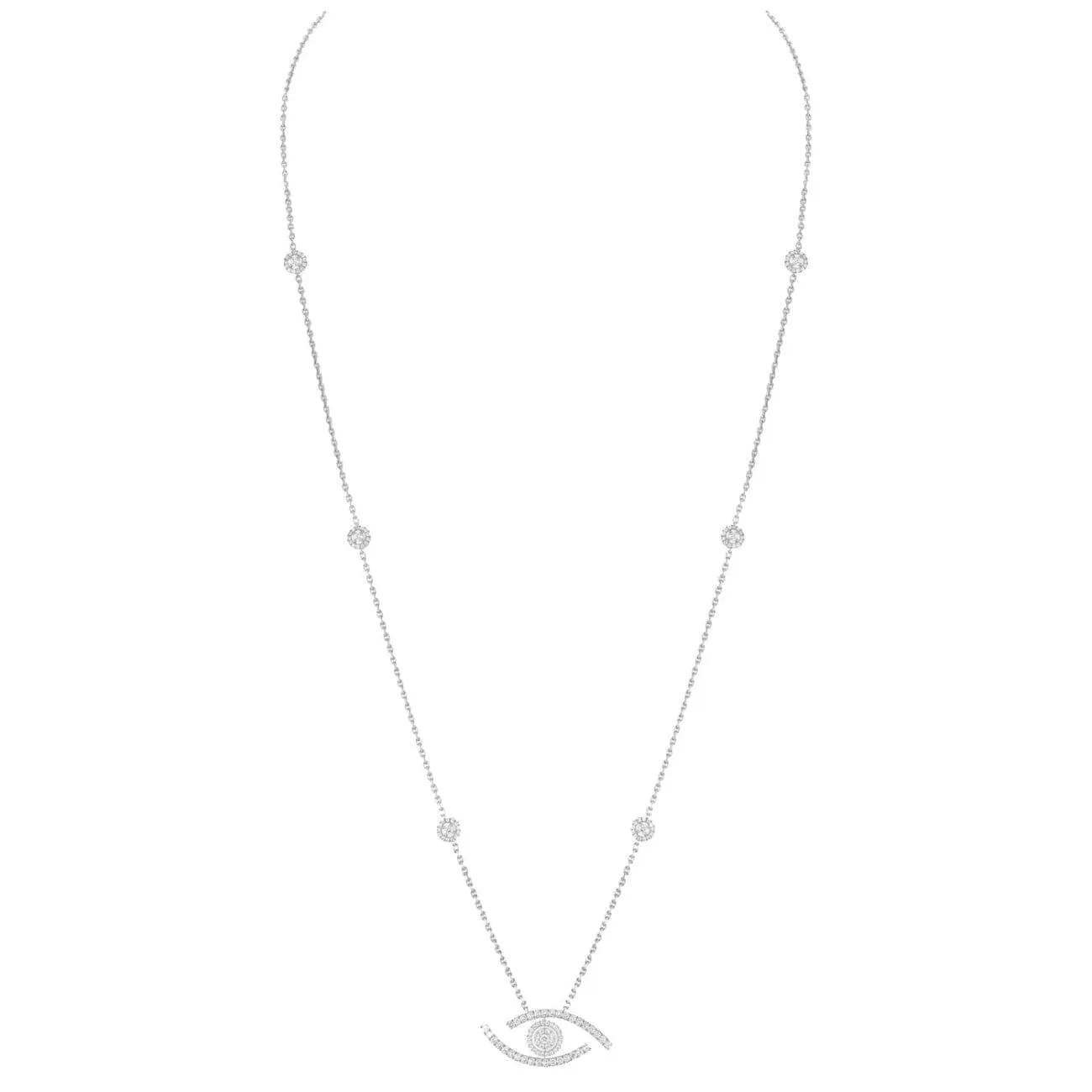 UCKY EYE LONG PAVÉ-SET NECKLACE