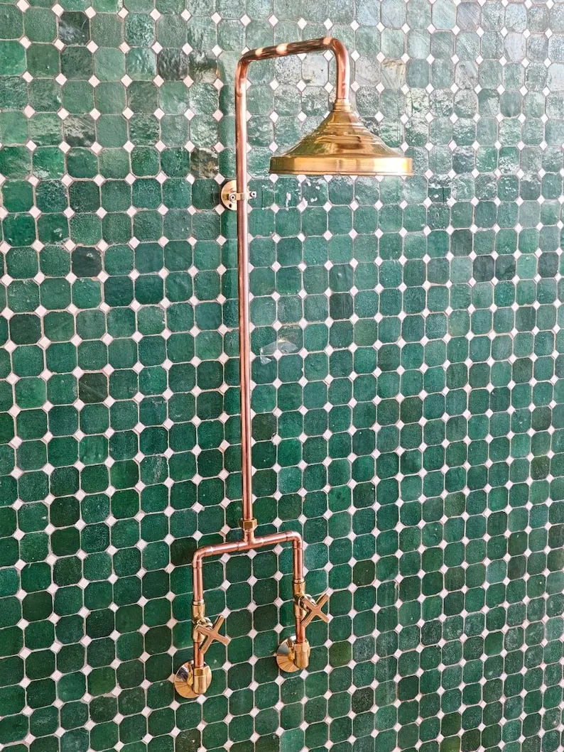 Unlacquered Solid Copper Shower - Antique Copper Outdoor Rainfall Shower Head