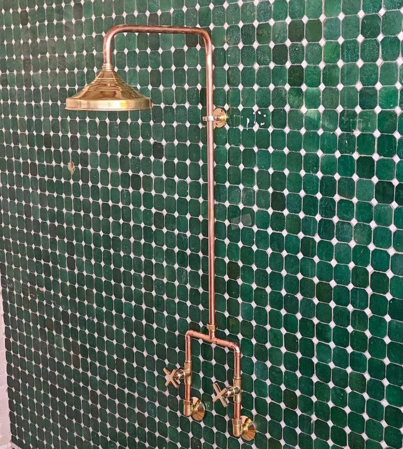 Unlacquered Solid Copper Shower - Antique Copper Outdoor Rainfall Shower Head