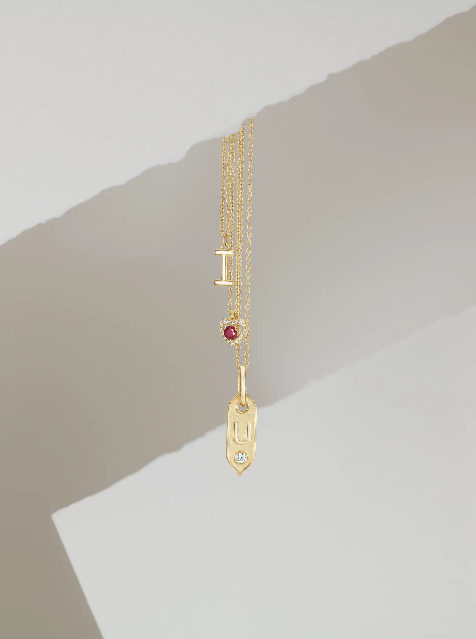 Vertical Hexagon Diamond Initial Necklace