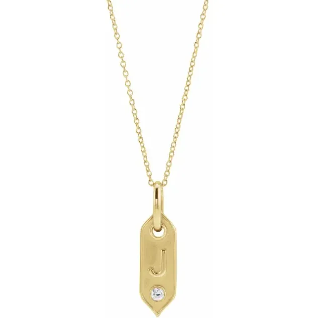 Vertical Hexagon Diamond Initial Necklace