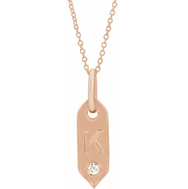 Vertical Hexagon Diamond Initial Necklace