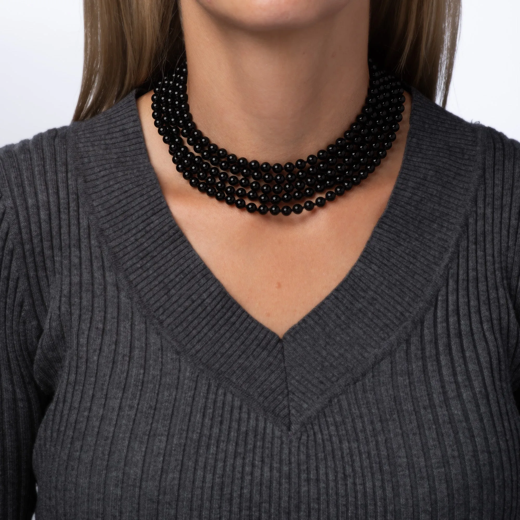 Vintage 70s Cartier Necklace Onyx Choker Sterling Silver 18k Gold Mabe Pearl