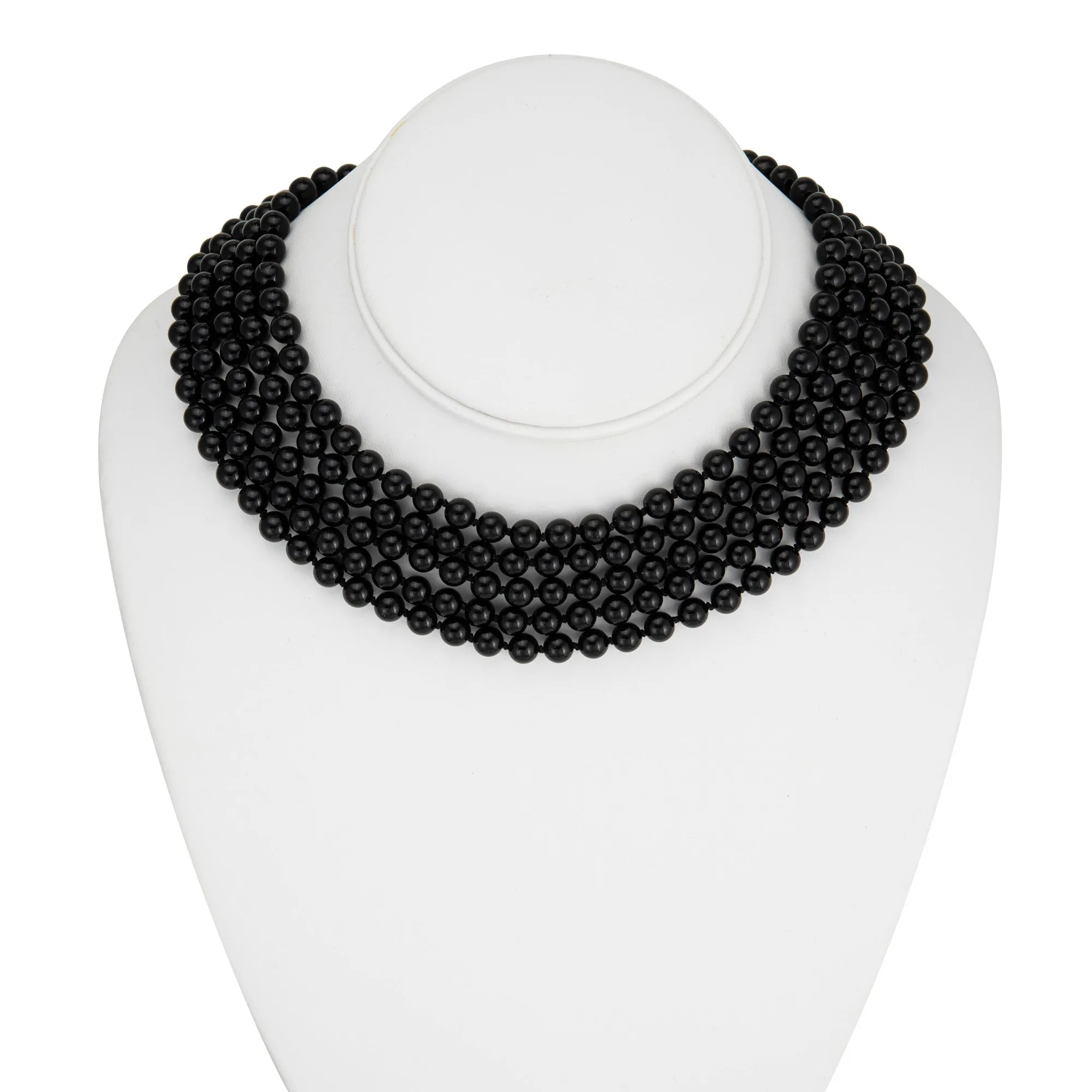 Vintage 70s Cartier Necklace Onyx Choker Sterling Silver 18k Gold Mabe Pearl