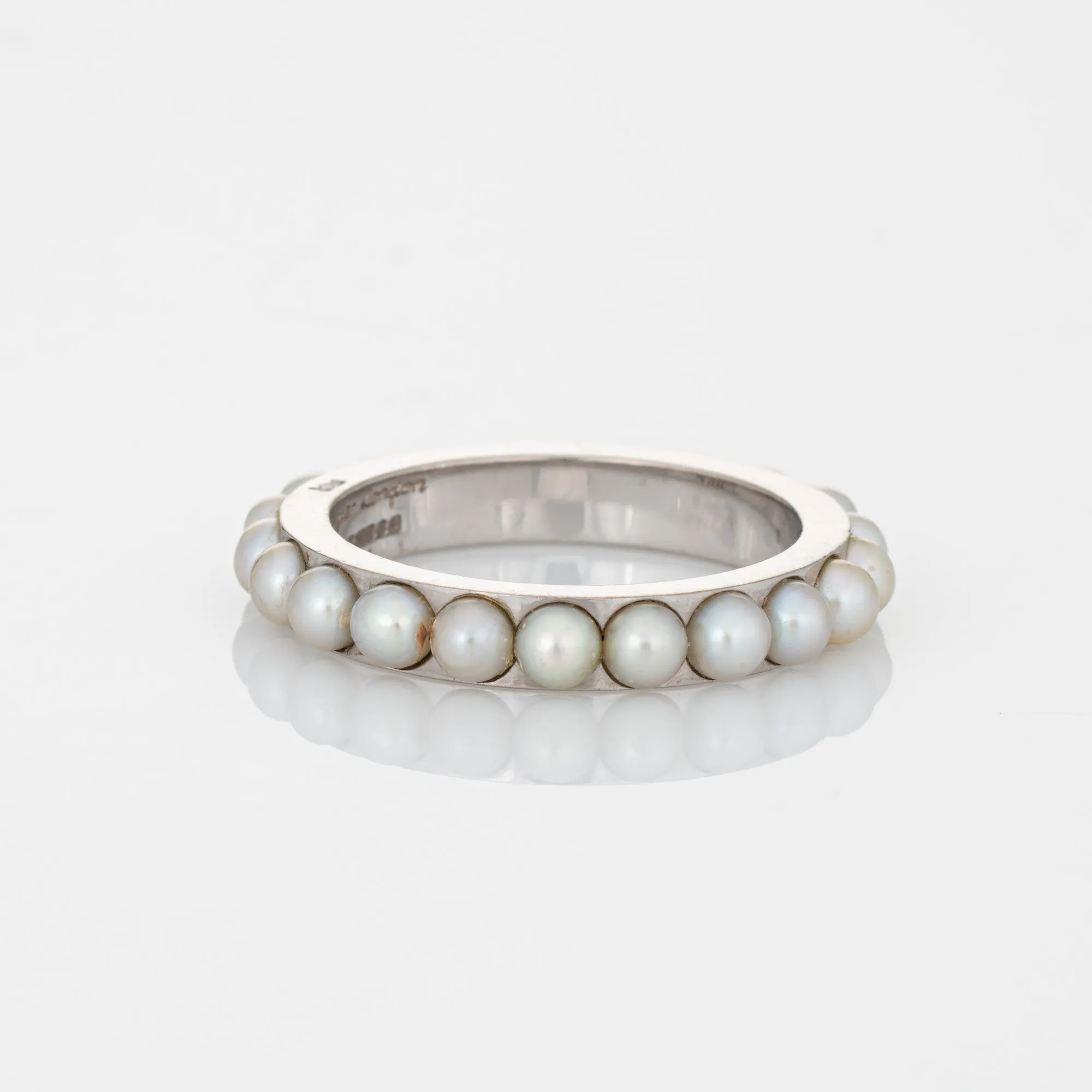Vintage Cartier London Pearl Eternity Ring c1979 Signed Jewelry Sz 7.5 Band