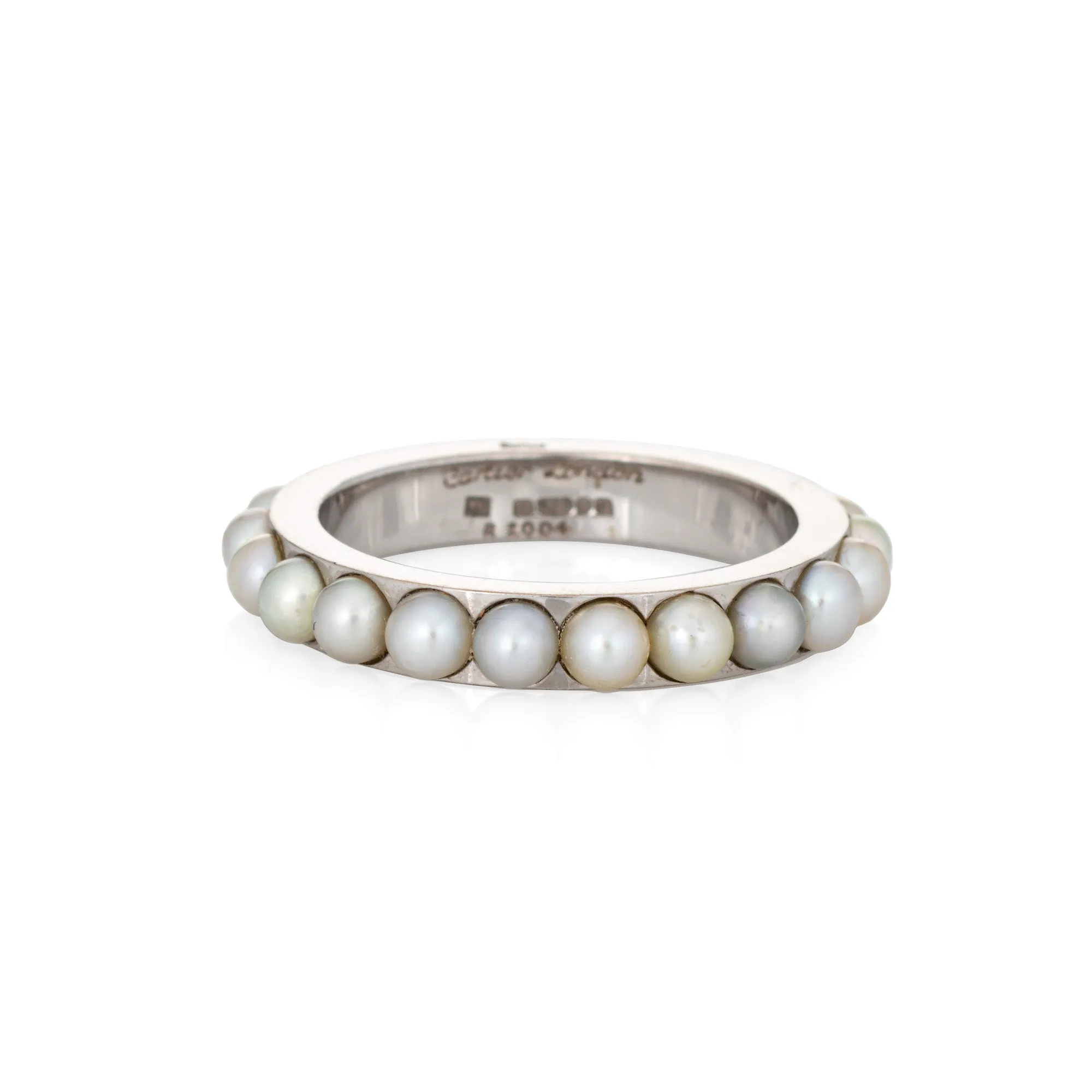 Vintage Cartier London Pearl Eternity Ring c1979 Signed Jewelry Sz 7.5 Band
